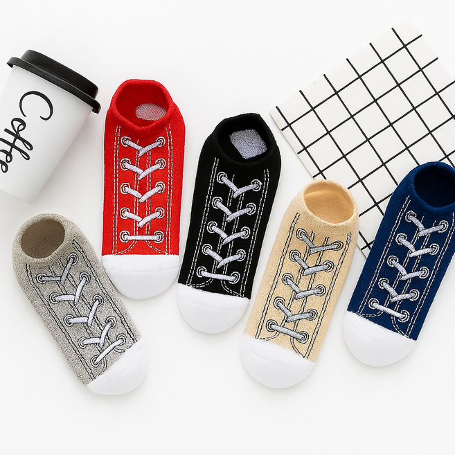 재미있는 캐릭터 발목 양말 남녀공용 스니커즈