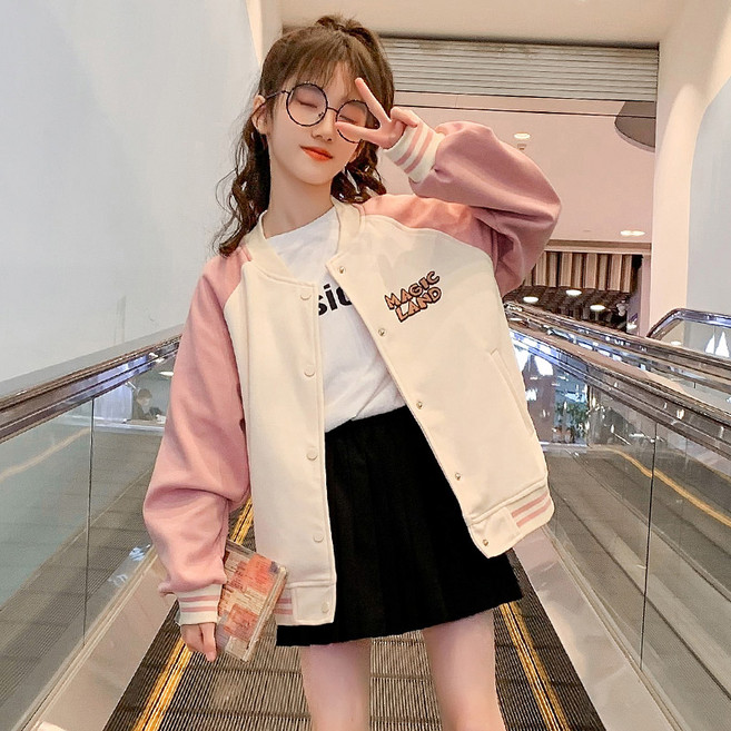 토파즈 FS0226 여아 키즈 주니어 초등학생 봄 가을 고퀄 캐릭터 자수 항공 야구 블루종 점퍼 잠바 자켓 바람막이 아동복