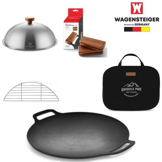 바겐슈타이거 그리들 세트 11호 블랙 그리들 토트백 우드손잡이 그리들망 스텐 레스팅커버 퓌어집게 가위형집게, 3호, 1개