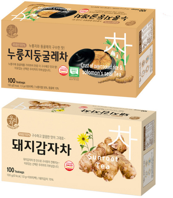 송원 우리차 돼지감자차 100T +누룽지둥굴레차 100T, 1개