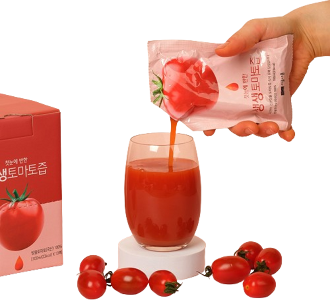 목넘김이 좋은 토마토즙 국산 100% 무첨가 착즙 방울토마토 100ml 30팩, 60개