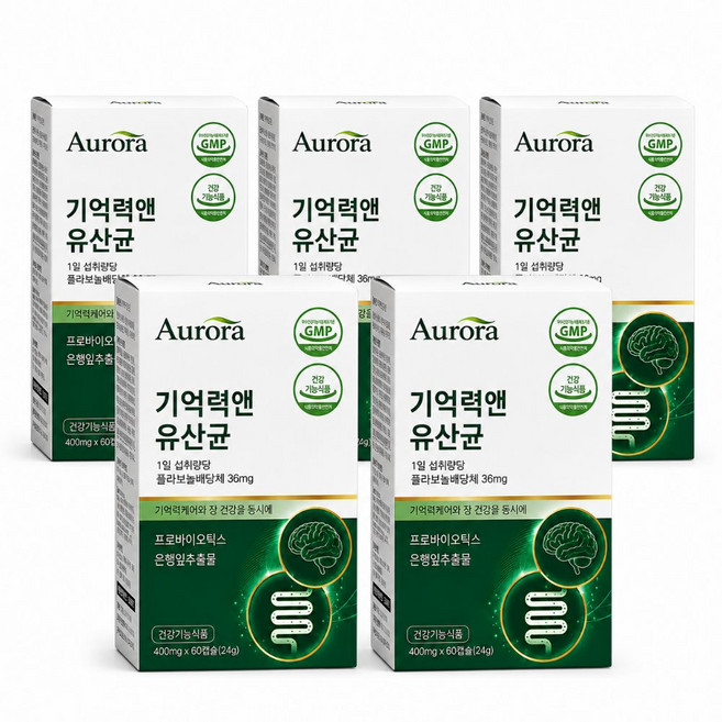 장 뇌 기억력유산균 식약청인증/ 15박스구매시 여에스더 장뇌유산균 nk4146 1박스 증정, 5개, 60정