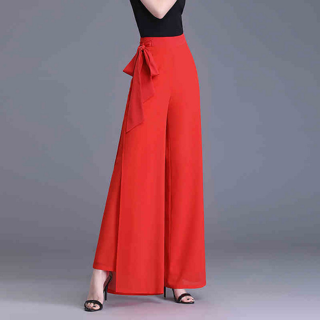 댄스복 바지 라인 라틴 댄스여성용 쉬폰 와이드 팬츠 와이드 일자 팬츠 하이웨스트 팬츠