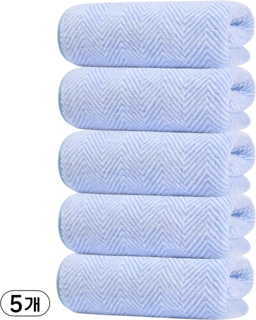 Ahomeone 호텔 수건 고흡수력 극세사 먼지없는 수건 세면 타월 130g, 블루, 5개