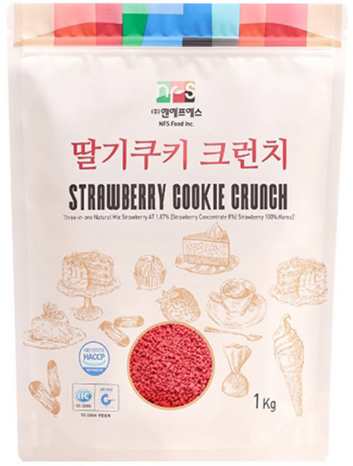 딸기쿠키크런치 1kg 쿠키 분태 크럼 빼빼로데코 토핑, NFS 딸기쿠키 크런치 1kg 1박스 10개245365, 10개