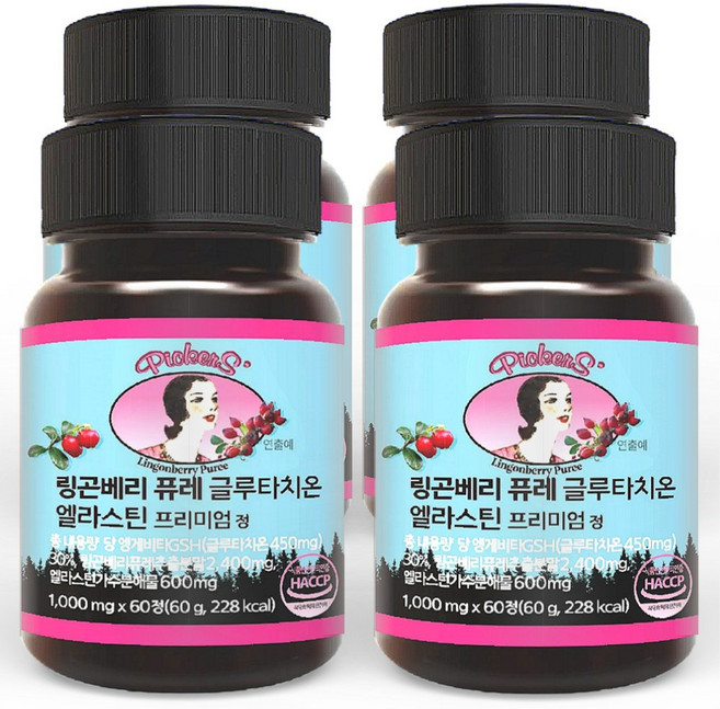 픽커스 링곤베리 퓨레 글루타치온 로즈힙 엘라스틴 프리미엄 정 1000mg, 60정, 4개