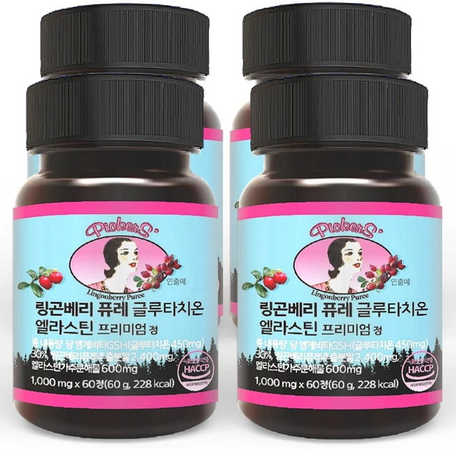 픽커스 링곤베리 퓨레 글루타치온 로즈힙 엘라스틴 프리미엄 정 1000mg, 60정, 4개 - 쿠팡