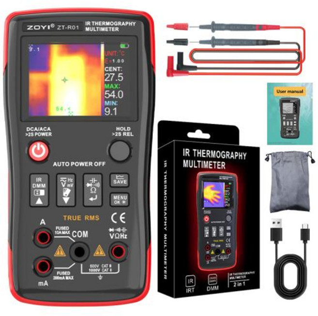 휴대형 소형 고화질 스마트 수도 누수 열감지 열진단 적외선 열화상 카메라 ZOYI R01 및 멀티미터 2 in 1 온도계 전기 테스터, 01 CHINA, 1개