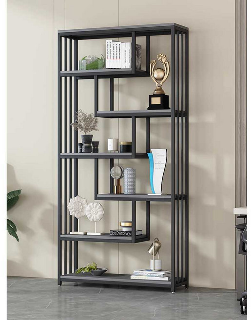 철제 책장 캣타워 책장 서재 거실 인테리어 선반, 80x30x200cm -브라운 선반