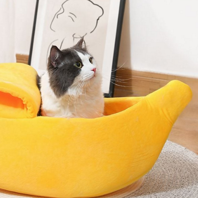 강아지 숨숨 집 부드러운 푹신한 사계절 고양이 숨숨 집 바나나 하우스 쿠션 방석