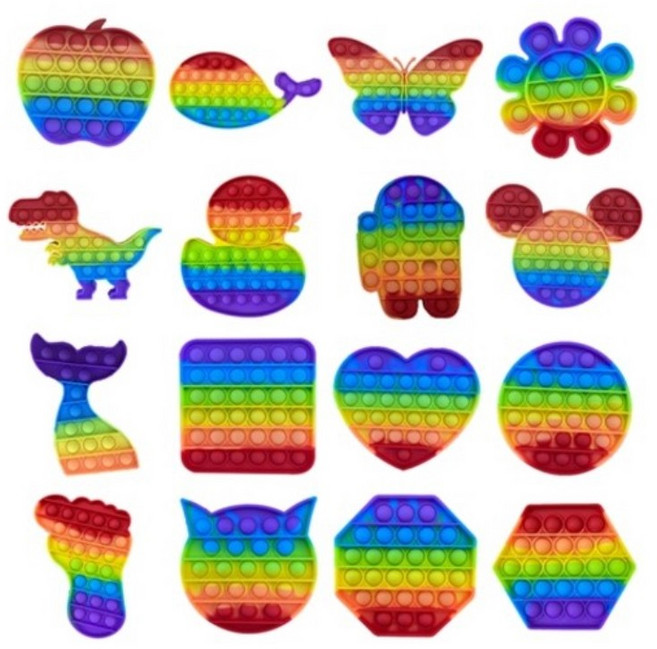 1+1 무지개 레인보우 24종 푸시팝 푸쉬팝 버블 스트레스해소 실리콘뽁뽁이 팝잇 보드게임, 4육각레인보우 2개, 2개
