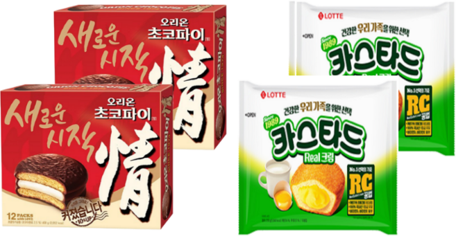 후마켓 오리온초코파이 468g 2개 + 롯데카스타드 230g 2개 기획팩, 1개