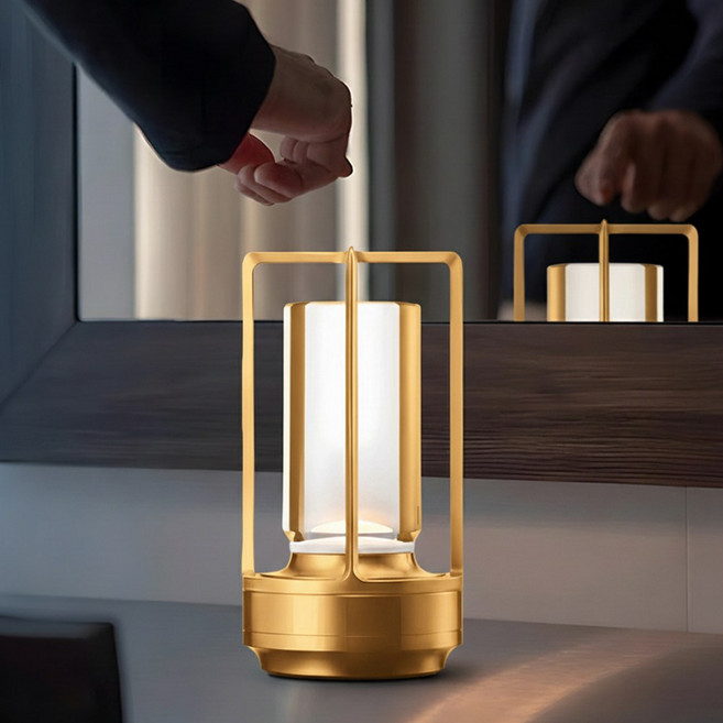 사시한사 무선 무드등 밝기조절 수면등 인테리어 예쁜 조명 바 레스토랑 선물, 골드