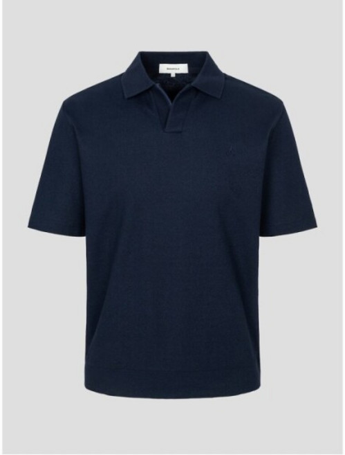 허니쿨 티핑 오픈 칼라넥 반소매 티셔츠 - 네이비 (BC5342O18R)