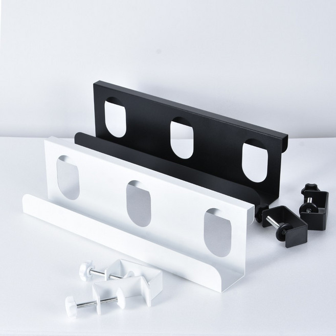 무타공 멀티탭 정리함 멀티탭거치대 콘센트 전선 정리함 데스크탑 박스 보관함, 1개, 블랙, 고정형 소형