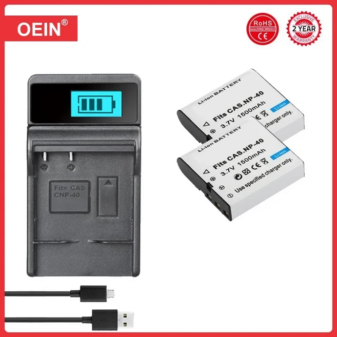 NP-40 NP40 CNP-40 배터리 및 충전기 Casio Exilim EX-Z600 EX-Z750 Z1000 Z1050 Z1080 FC100 FC150 P505 P, 03 2 Battery Set