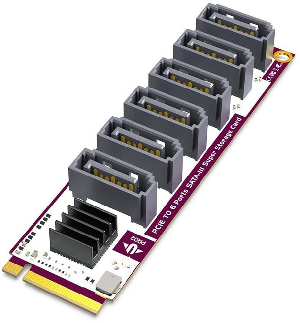 JEYI M.2 to SATA 3.0 Adapter 6 Ports M Key to SATA 3.0 Expansion Card PCIE 3.0 X2 Interface 6Gb, JEYI M.2 to SATA 3.0 Adapter,6