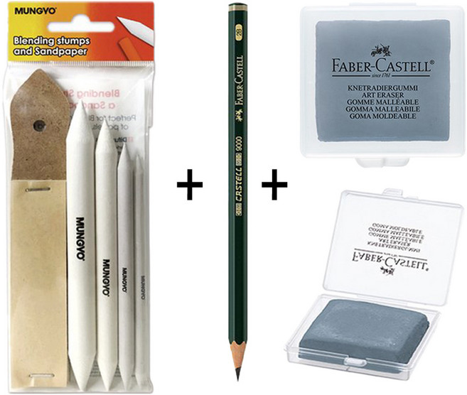 드로잉 필수템 - 파버카스텔 전문가용 연필 + 니더블 지우개 & 문교 찰필 사포 세트, 1개, 2B