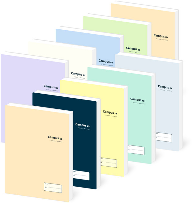 페이퍼릿 파스텔 캠퍼스 노트, 10개, 혼합색상