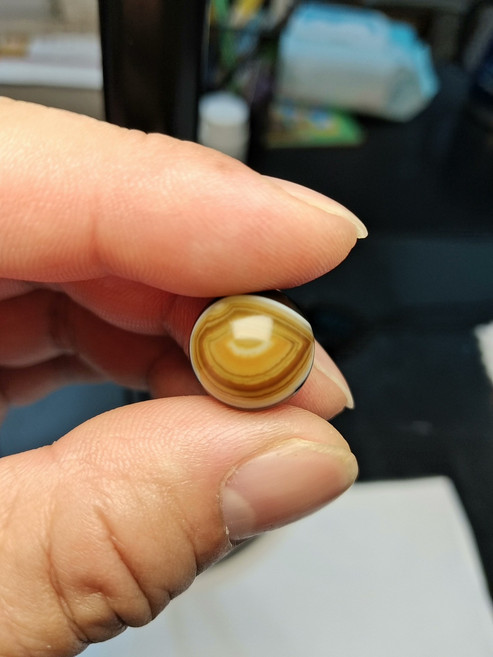 14mm 純天然黑瑪瑙 象形蝌蚪圓珠 天眼配珠, 如圖所示, 1個