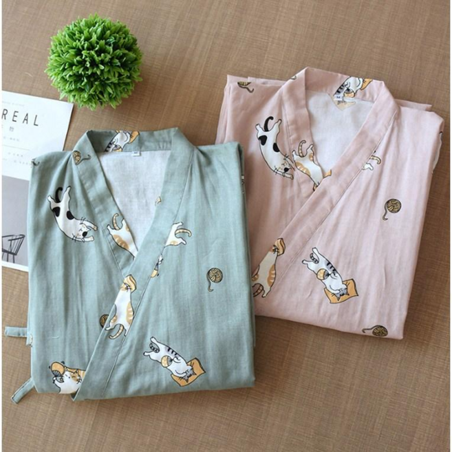 남녀공용 생일선물 커플잠옷 커플가운 면 고급가운 집들이 선물, 1개, 커플세트(핑크1장,민트1장)