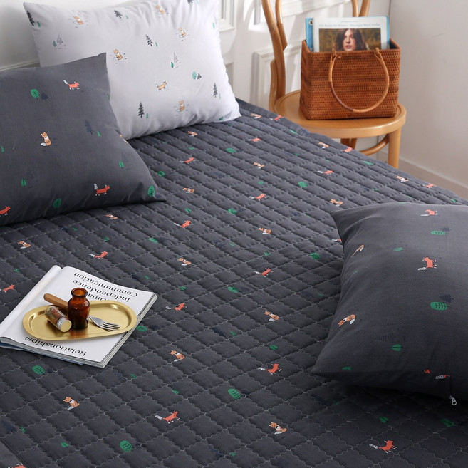 스잠 국내산 여우당당 고정밴딩형 침대패드 MS/S/SS/Q, 진그레이