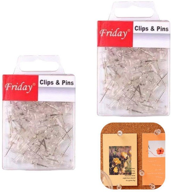 케이엠 투명 압정 고정핀 50개입, 2개