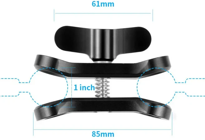 카메라용품 버터 플라이 클립 다이빙 라이트 트레이 브래킷 GoPro X5 3 삼각대 어댑터 용 25mm 볼 헤드 클, 1개