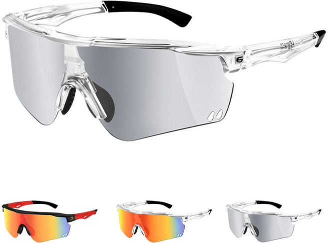 Zebeer 남녀 공용 스포츠 선글라스 투명 변색 렌즈, 변색 회색 렌즈 + 투명 프레임, 1개