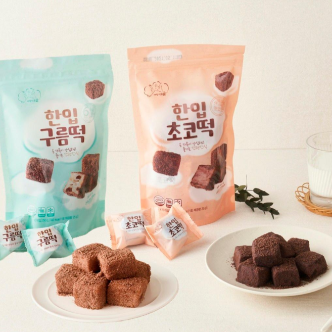 굳지않는떡 예향떡 한입초코떡+한입구름떡, 2개, 250g