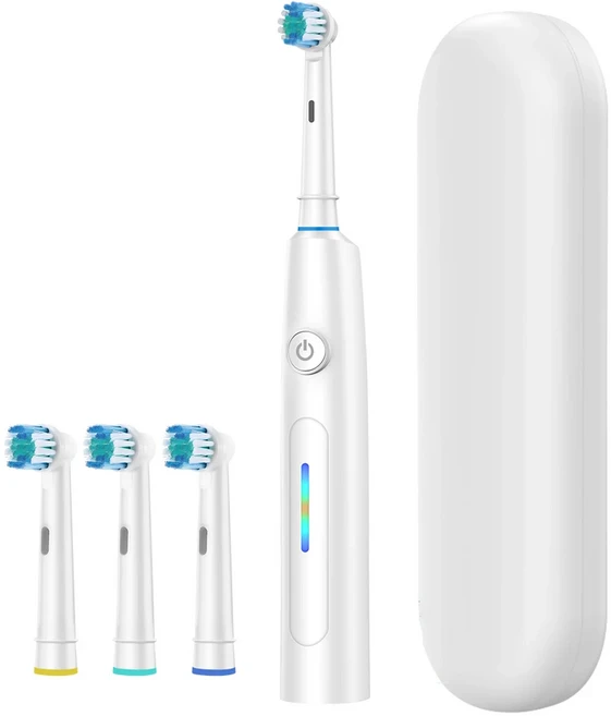 3D 회전 칫솔 5가지 모드 USB 고속 충전식 케이스 포함) 4개, 02 white with box
