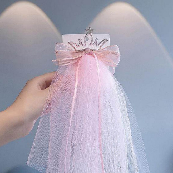 도니주니 리본 집게핀 왕관 면사포 베일 머리핀