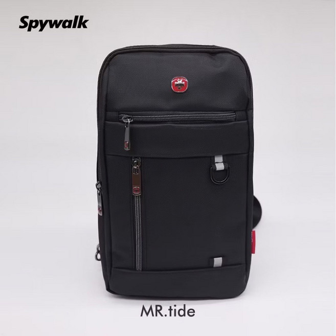 Spywalk 輕便透氣防水斜背包 防盜胸包 男生胸包 單肩包 7254, 黑色