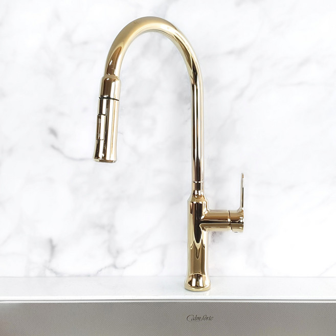 슈티에싱크 3111 고급 아일랜드식탁 거위목 수전 주방인테리어, 골드(유광), 1개