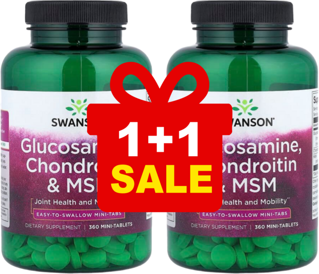 스완슨 글루코사민 콘드로이친 MSM 360 Mini 정, 360정, 2개
