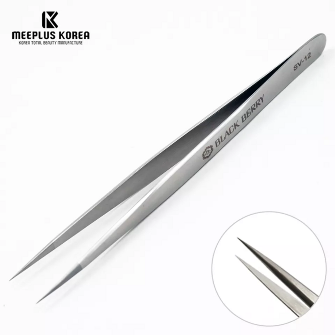 블랙베리 속눈썹 정밀 핀셋 족집게 연장도구재료 전문가용[실버] 8종, 1개