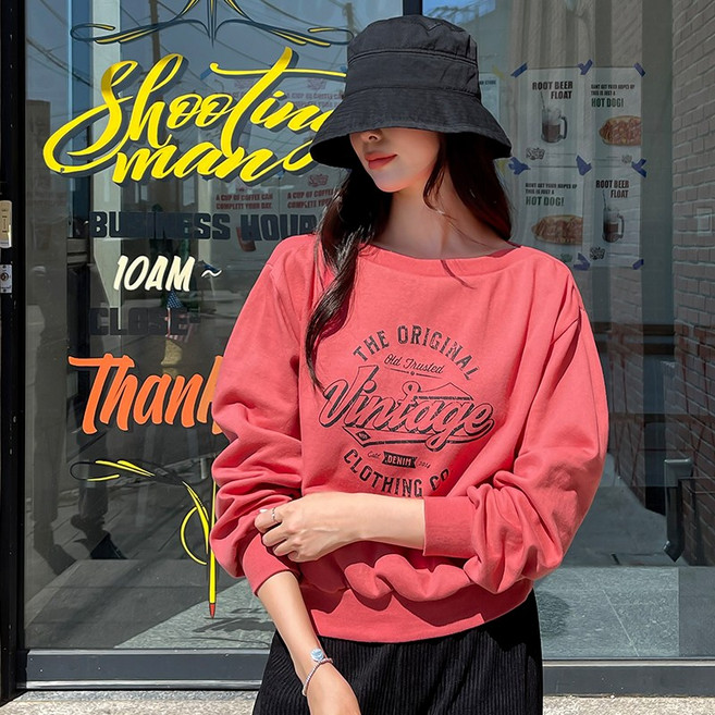 위니드 보트넥 박스 맨투맨