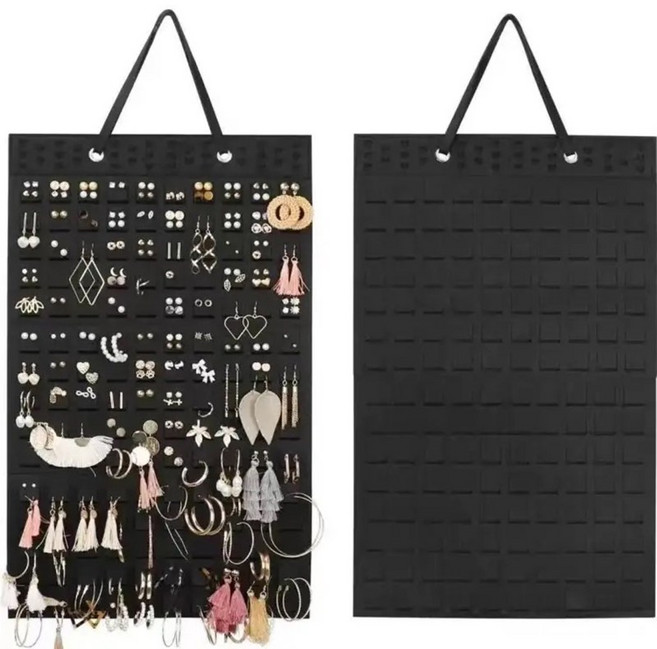 BLOWFISHFUGU 귀걸이 수납 벽걸이 액세서리 귀걸이거치대 벽걸이 목걸이 반지 악세사리진열대, 블랙, 1개, 1개