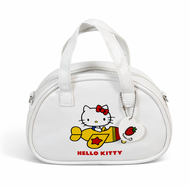[일본 정품] 헬로키티 미니 보스턴백 간식가방 사탕가방 동전지갑 파우치 어린이 미니가방 키즈 파우치 어린이집 유치원 생일선물, 화이트