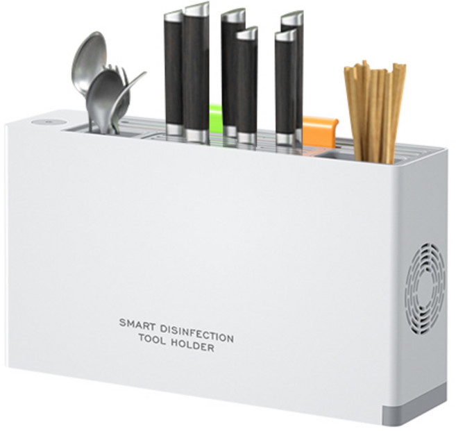 RUN Home UV 살균 건조 수저 가드 블럭 + 2개 도마 세트, 화이트, 1개