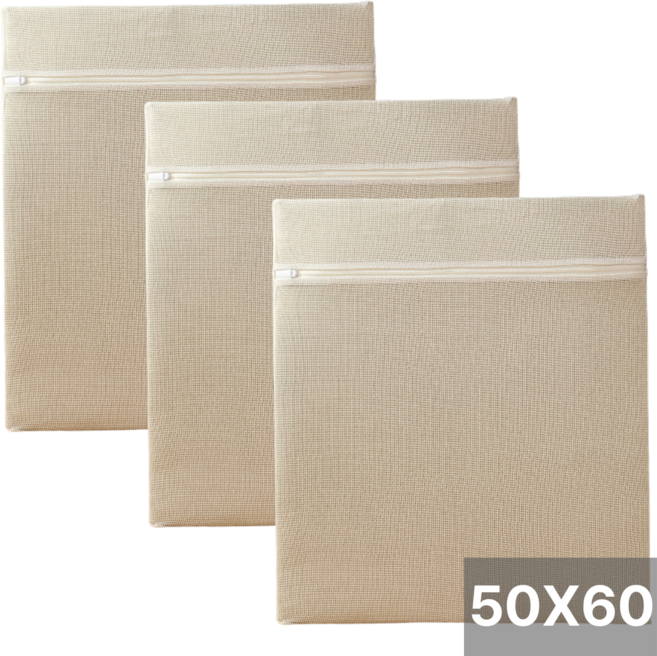 셀프웰 순면 세탁망 50x60 사각 무형광, 3개, 베이지