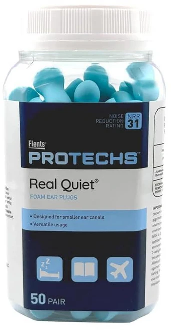 Flents Protechs 작은 외이도용 리얼 콰이어트 폼 이어 플러그 수면 직장 여행 및 시끄러운 소음을 위한 부드럽고 편안한 청력 보호 NRR 31 쉬운 사용, 50 pair (Pack of 1), Blue, 1 - 쿠팡