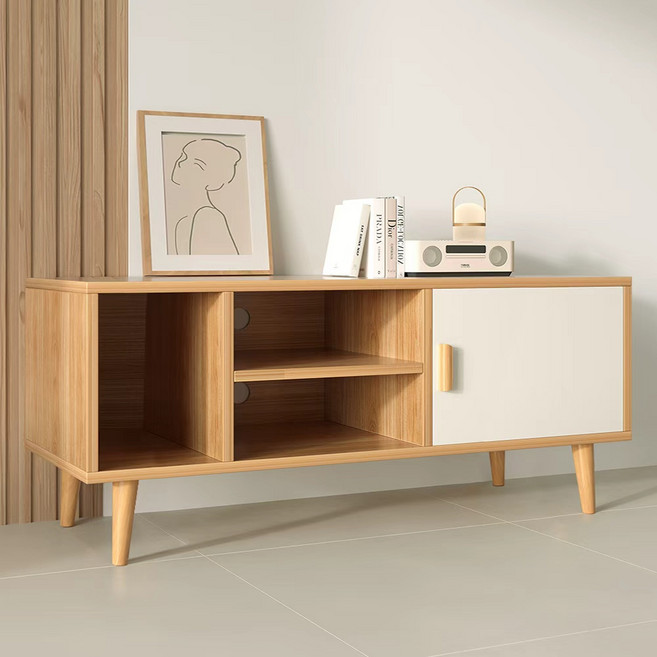 Sonipure 서랍장 수납장 거실장 TV장 거실 오픈 수납장 선반, 나뭇결