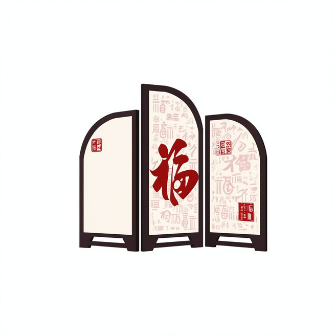墨竹小屏風桌面擺件, 百福圖 30_24cm精雕10_2010_2410_20cm