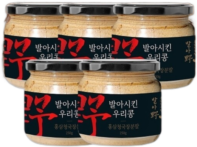 국산 발아시킨 홍삼 청국장 분말 가루, 5개, 250g