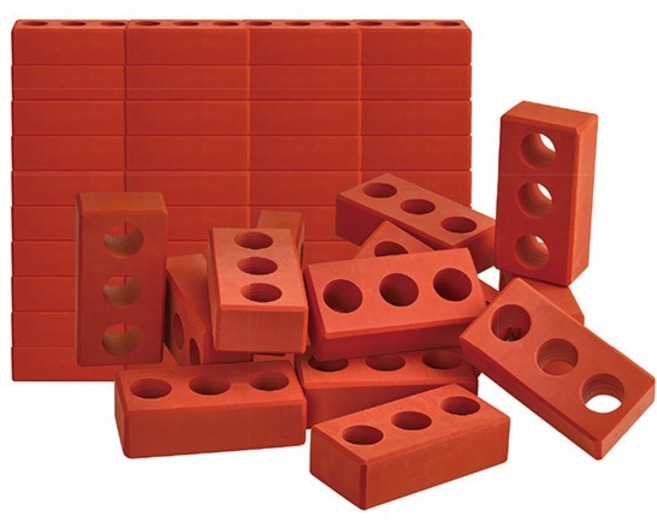 [캐스B] 데콤포 튼튼 빨간 벽돌 블럭 2종 80pcs, 1개