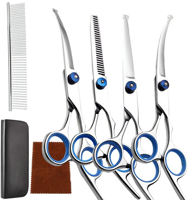 ZOZOFO 애완 미용가위 반려동물 가위 가정용, 1개, 블루