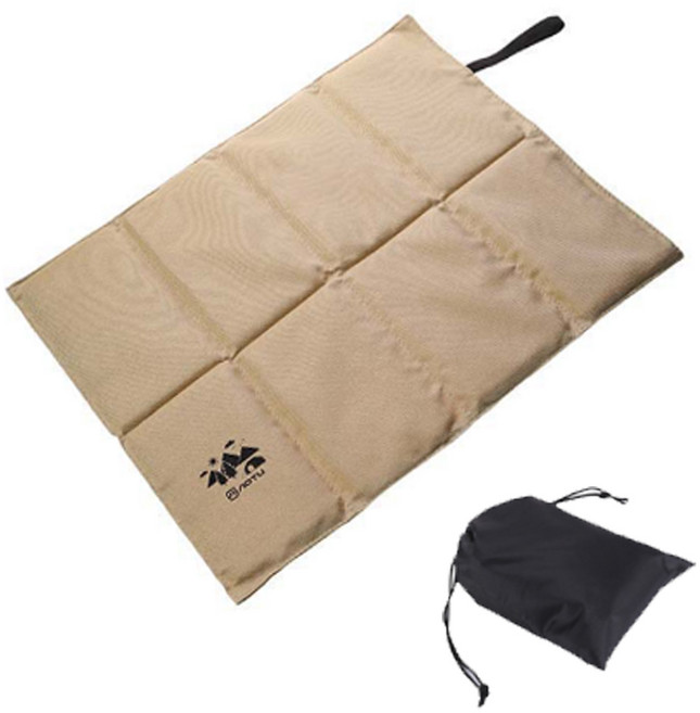 폴딩형 야외 방석 접이식 쿠션 파우치 포함 등산 캠핑 피크닉 매트 휴대용 방수, 베이지