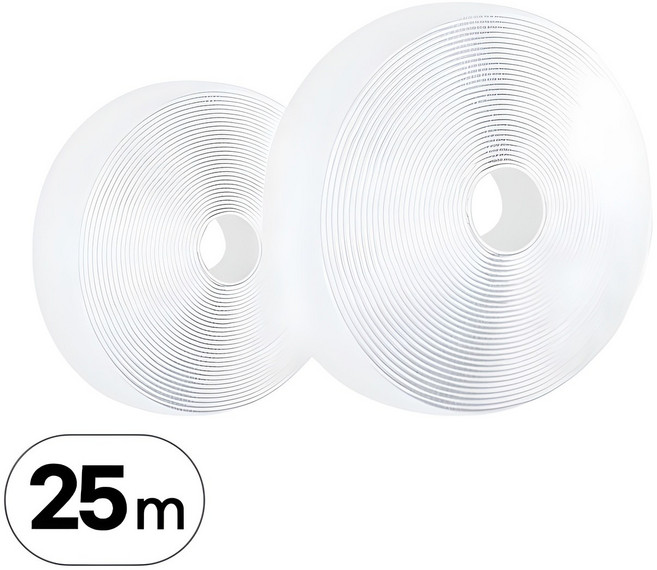 대용량 25m 벨크로 테이프 2개입 세트 보들이 까슬이 찍찍이 초강력 원형 접착식, 화이트, R99942W, 2개