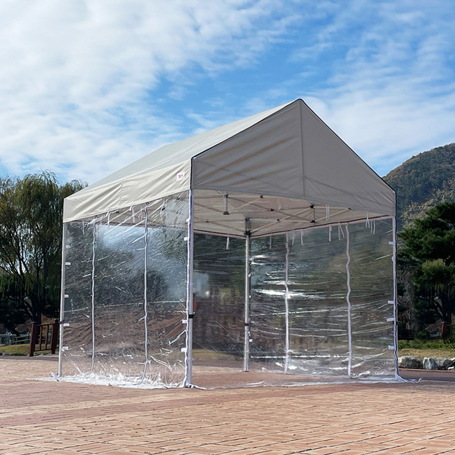 프리폼 캐노피 접이식 야외 천막, 베이지(지붕)+올투명(벽면)